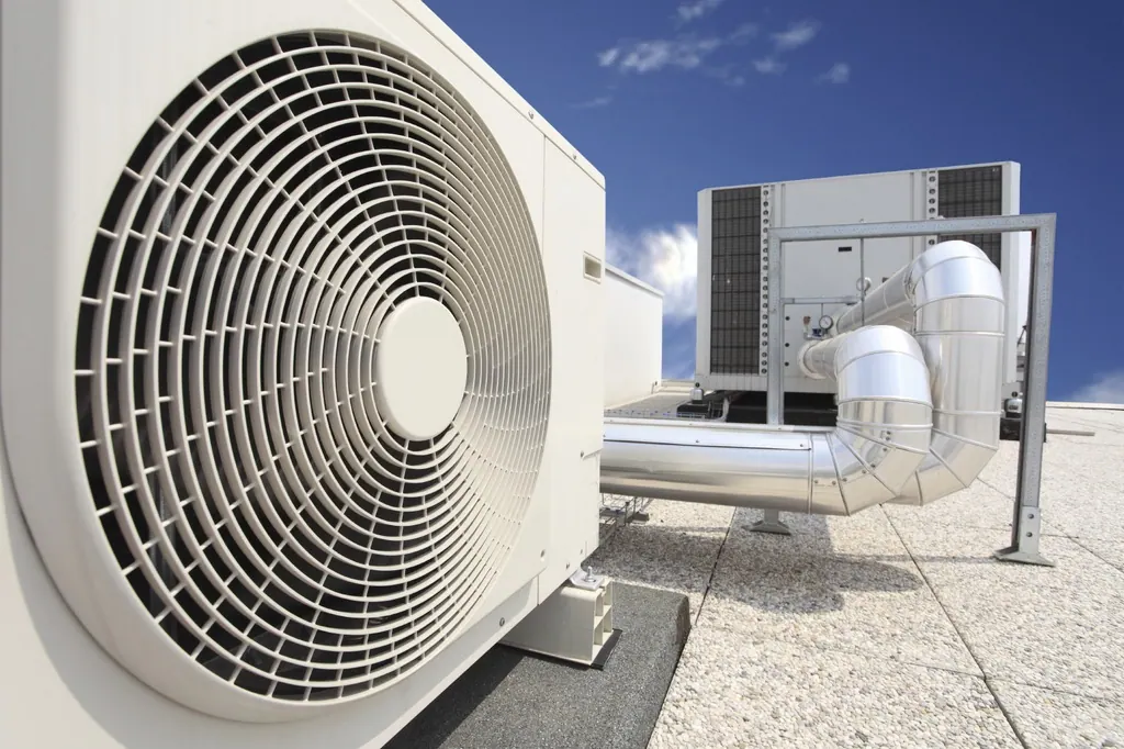 A commercial air conditioning condenser on a building rooftop